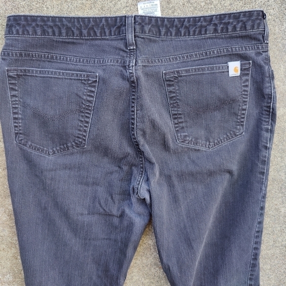 Carhartt Womens Jeans Black Stretch Original Fit Straight Leg Denim Pants Sz 16 - Picture 9 of 11